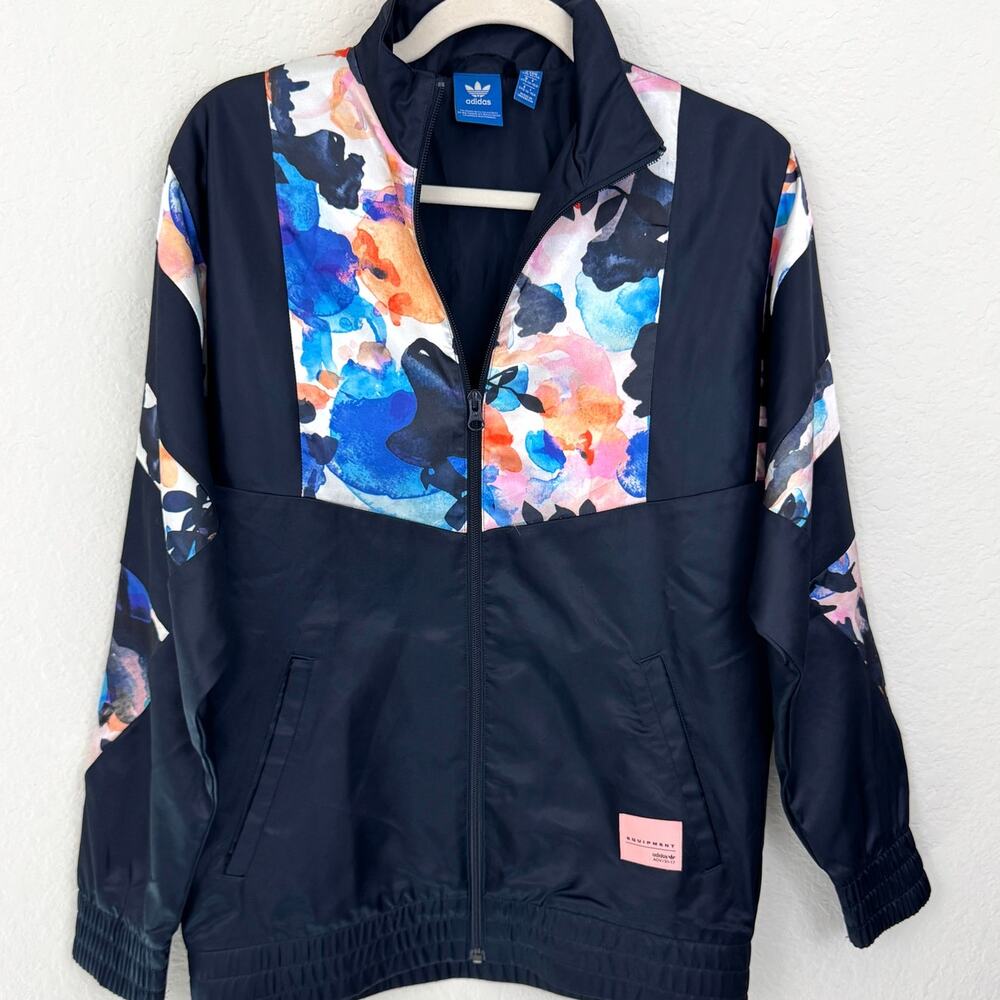 Adidas Equipment Big Girls Youth Satin Jacket Size XL 14-15 Y Tracksuit Floral